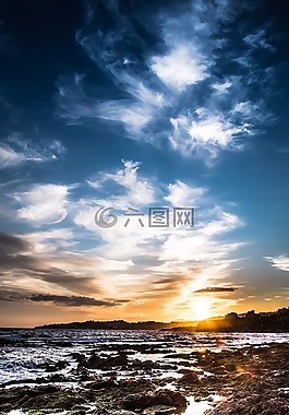 日落,海灘,哥斯達黎加
