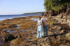 夫妇,海滩,海洋