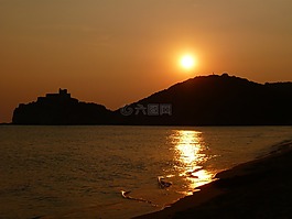 托斯卡纳,日落,滩海