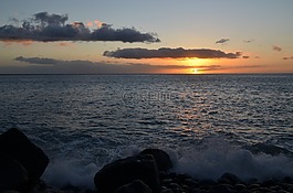 日落,海,黎明