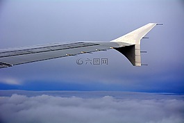 飛機,藍色的天空,高高