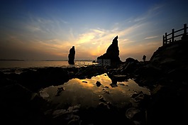 海,日落,發(fā)光