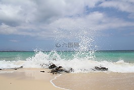 波,海灘,海洋