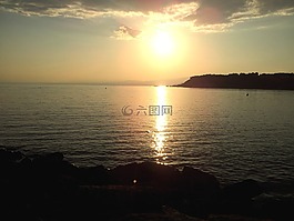 日落,海濱,那不勒斯