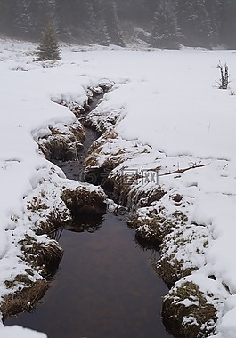 冬天,雪,流