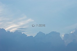 晚上,日落,藍色的天空