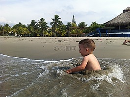 嬰兒,水,樂趣