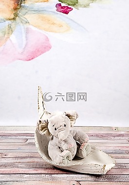 大象,毛絨,灰色