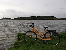 湖,自行車,水