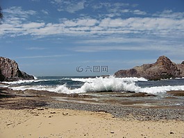 海洋,噴霧,巖