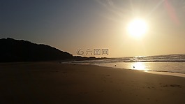 日落,海灘,非洲