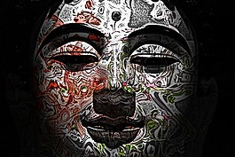 佛,臉,多彩