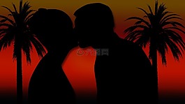夫婦,棕櫚樹,戀人