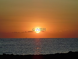黎明,太陽,海