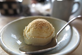 冰淇淋,板,勺