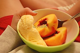 桃,水果,冰淇淋