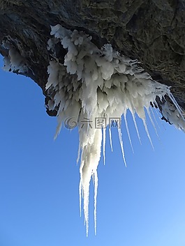 太平洋,海灘,冰柱