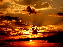 日落,天空,太陽