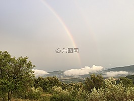 彩虹,云,山頂