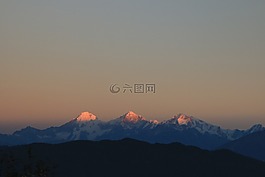 日落,山,日出