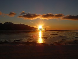 日落,停泊,阿拉斯加州