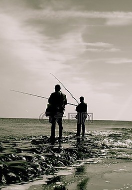 漁夫,海,海灘