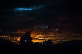 黄昏,多云,日落
