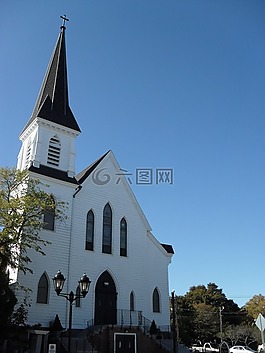 教堂,白,新英格蘭