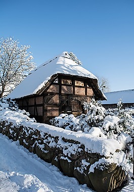 雪,桁架,fachwerkhaus