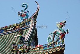 中國,龍,屋頂