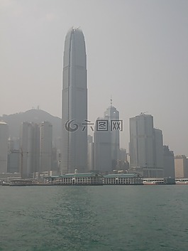 香港,天際線,煙霧