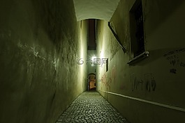 胡同,黑暗,夜