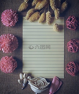 小樣,麻紙,花
