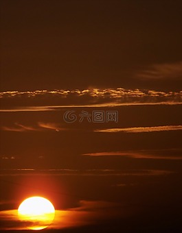 太陽(yáng),日落,橙色的天空