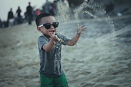 行動,單,海灘