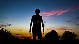 剪影,人,男子