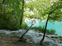 大瀑布,河,湖