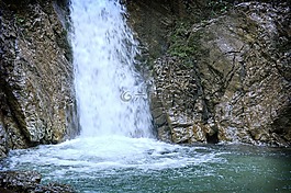 瀑布,巖,水