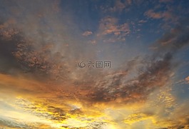 日落,云,黄色
