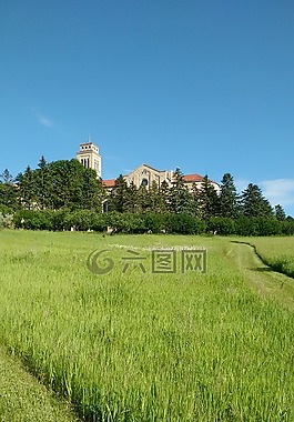 教堂建筑,回廊,原野