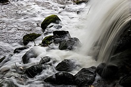 瀑布,湖,水