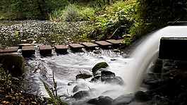 瀑布,湖,水