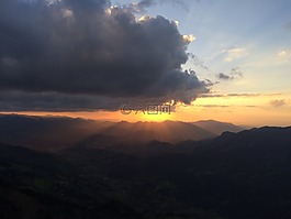 日落,山,自然