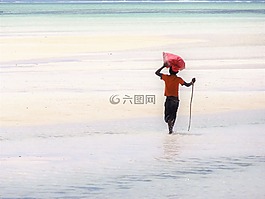 落潮,年輕的中海,沙灘
