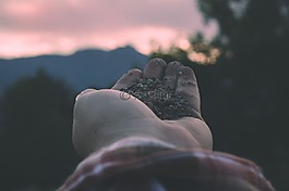 手,山,自然