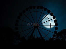 摩天輪,夜,剪影