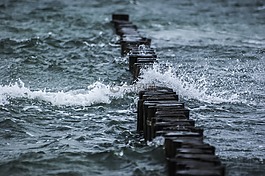 防波堤,海,波