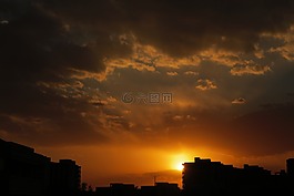 风景,夕阳,云