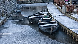 giethoorn,冬天,船