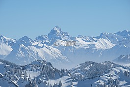 雪,山,冬天